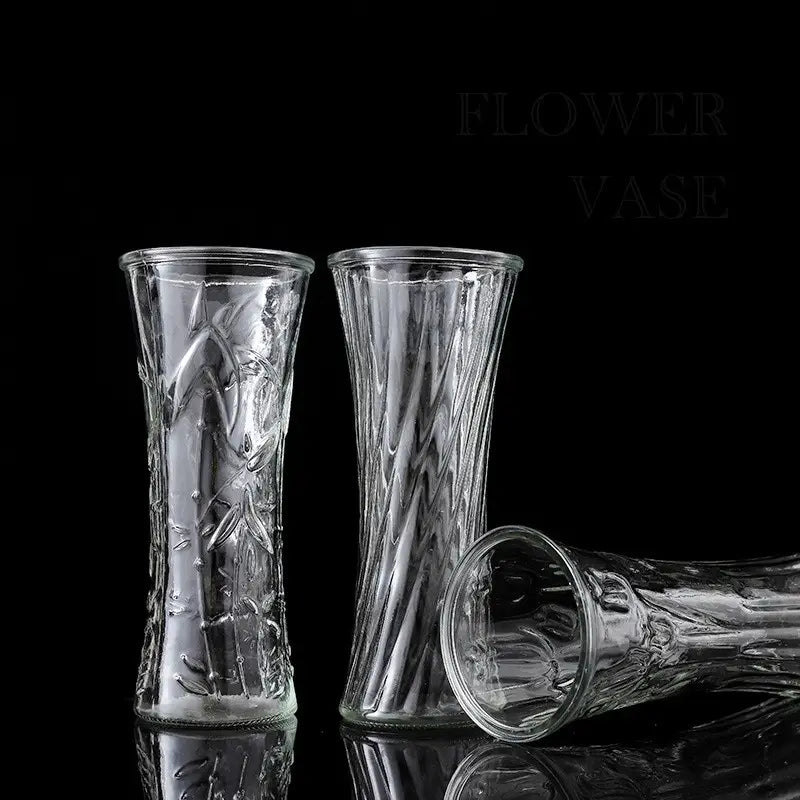 Round Mouth Clear Crystal Glass Vase for Flowers