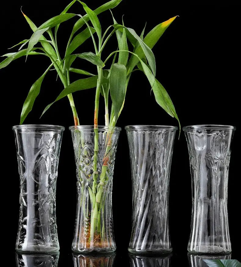 Round Mouth Clear Crystal Glass Vase for Flowers
