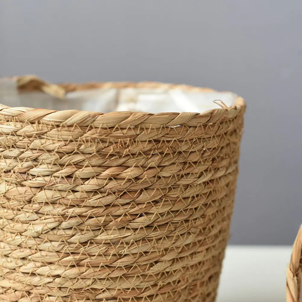 Handmade Straw Woven Flower Pot and Plant Basket