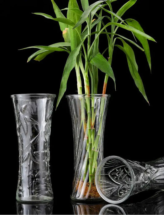 Round Mouth Clear Crystal Glass Vase for Flowers