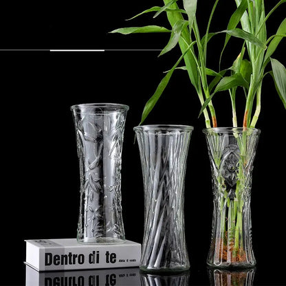 Round Mouth Clear Crystal Glass Vase for Flowers