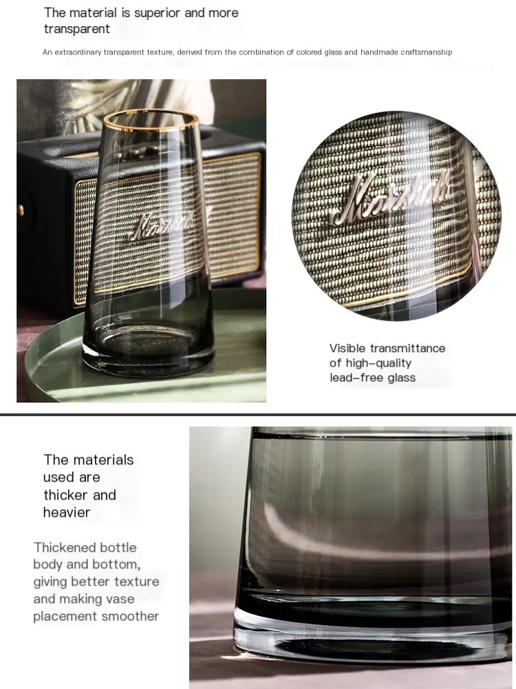 Luxury Gold Trim Glass Vase for Nordic Minimalist Decor